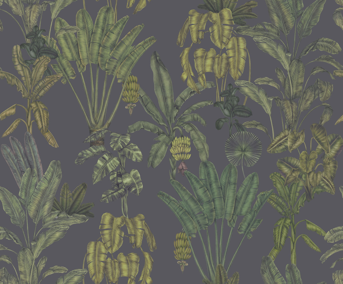 Banana Grove, Foggy Blue Mural Wallpaper - pure wallpaper artwork