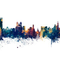 Marseille France Skyline Blue & Bronze Mural Wallpaper - pure wallpaper artwork