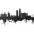 Omaha Nebraska Skyline Black & White Mural Wallpaper - pure wallpaper artwork