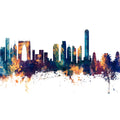 Suzhou China Skyline Blue & Bronze Mural Wallpaper - pure wallpaper artwork