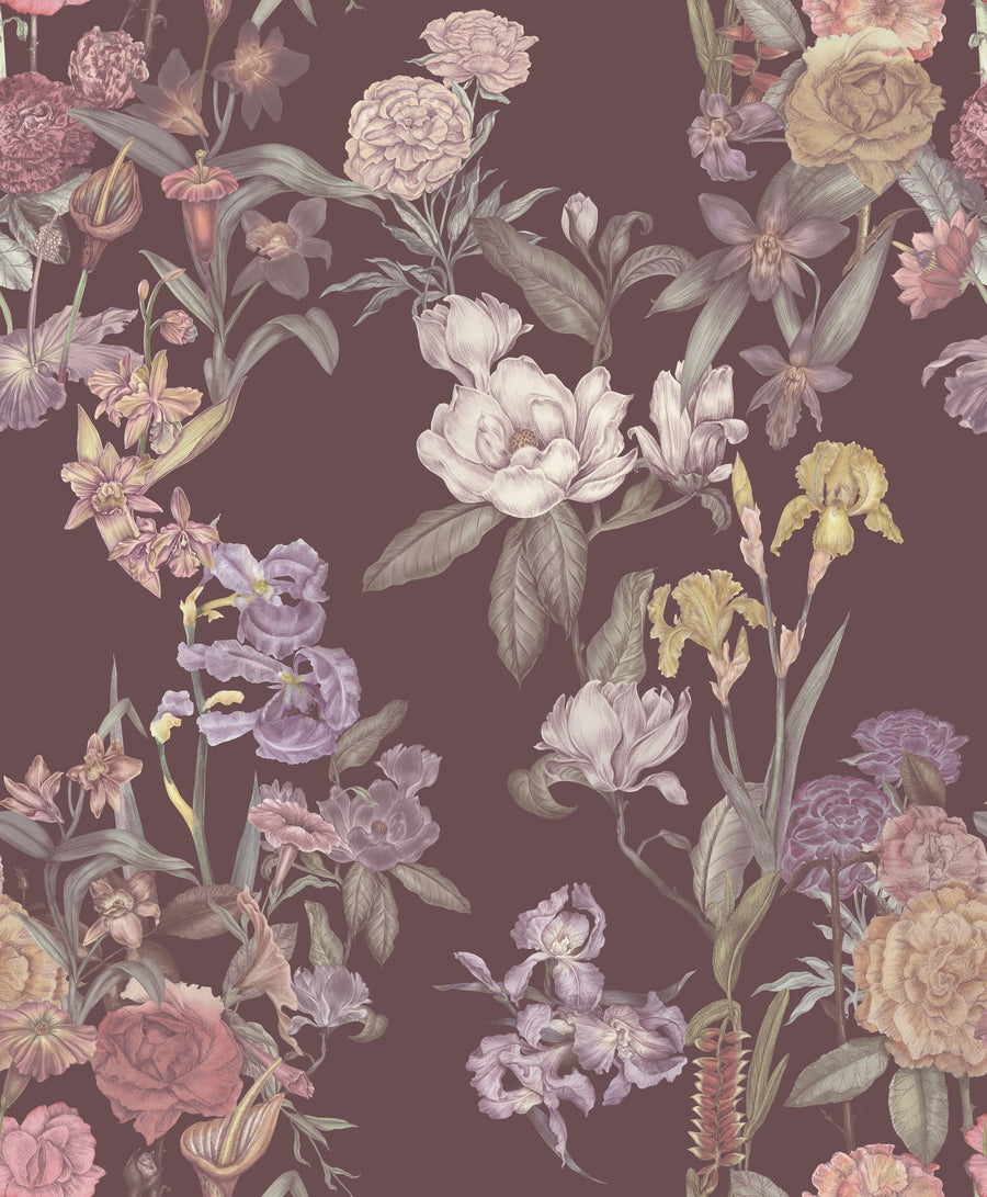 Floral Gaze, Dusty Rose Mural Wallpaper