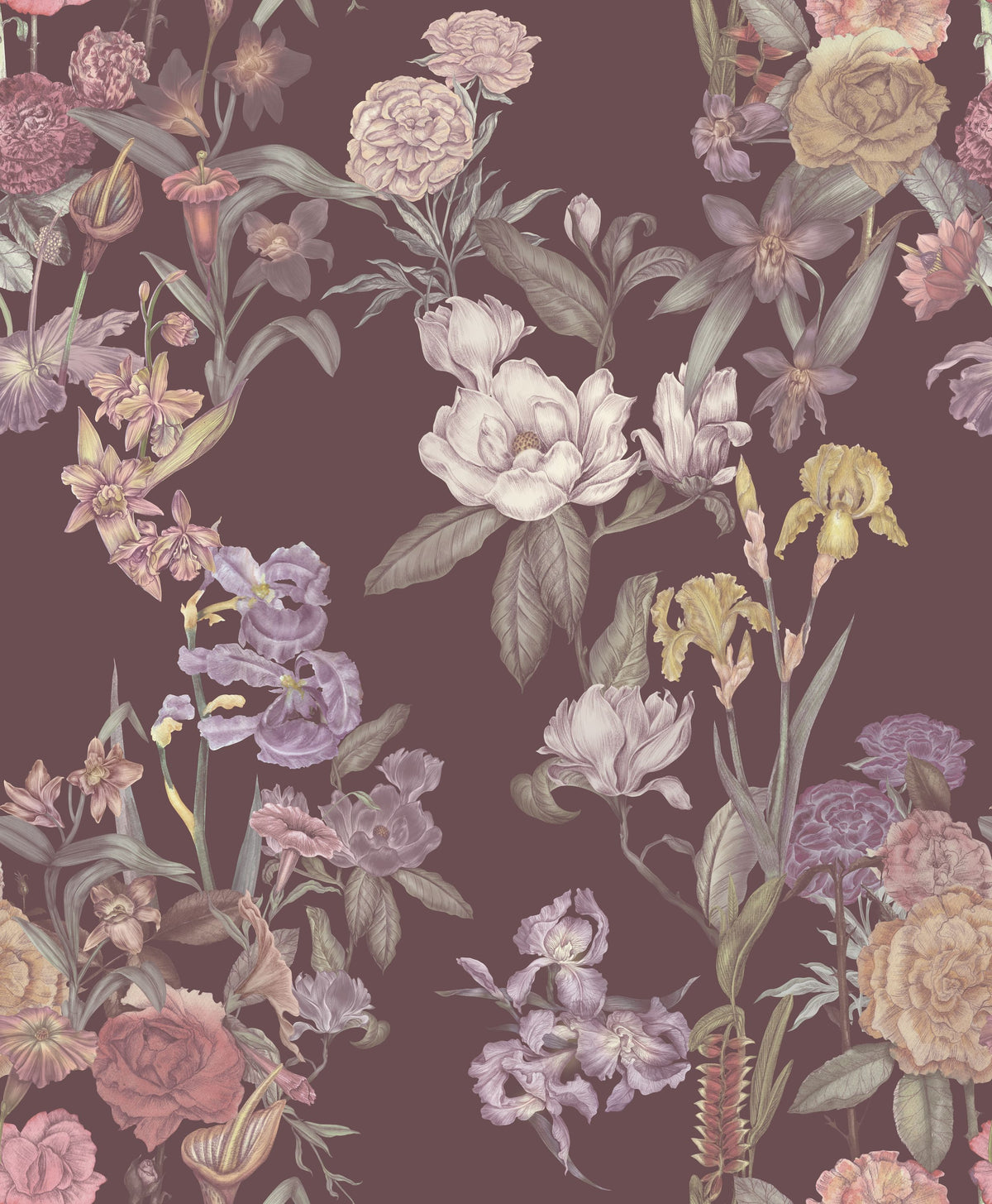 Floral Gaze, Dusty Rose Mural Wallpaper - pure wallpaper artwork