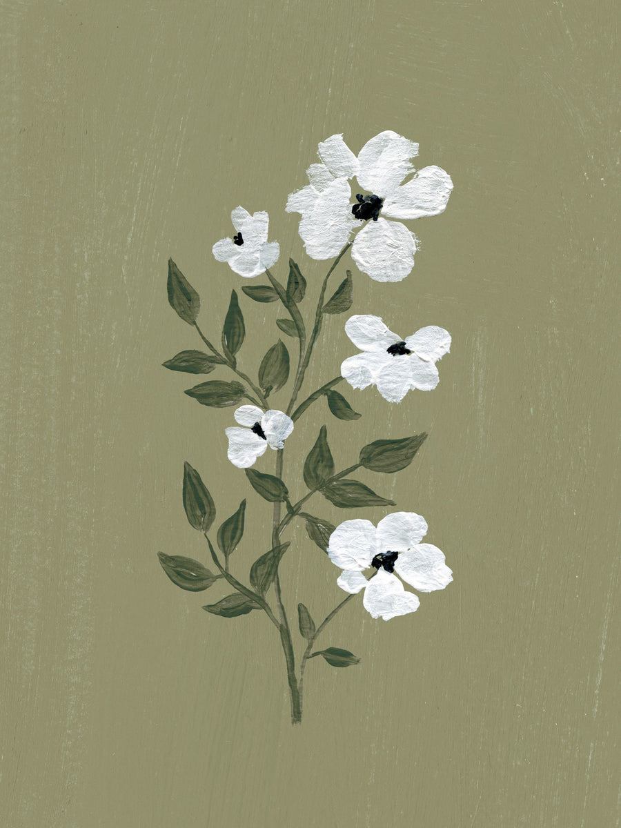 Pretty Little Flower III Avocado Mural Wallpaper