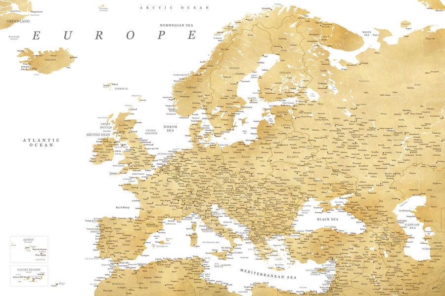 Europe Map Detailed - Rossie Mural Wallpaper