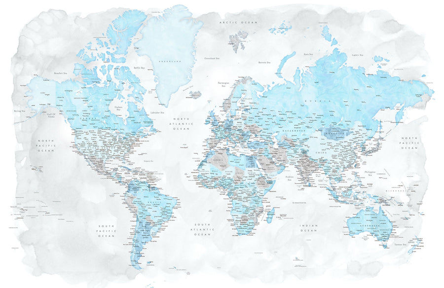 World Map Cities - Jabulani Mural Wallpaper