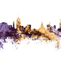 Lansing Michigan Skyline Purple & Gold Mural Wallpaper - pure wallpaper artwork