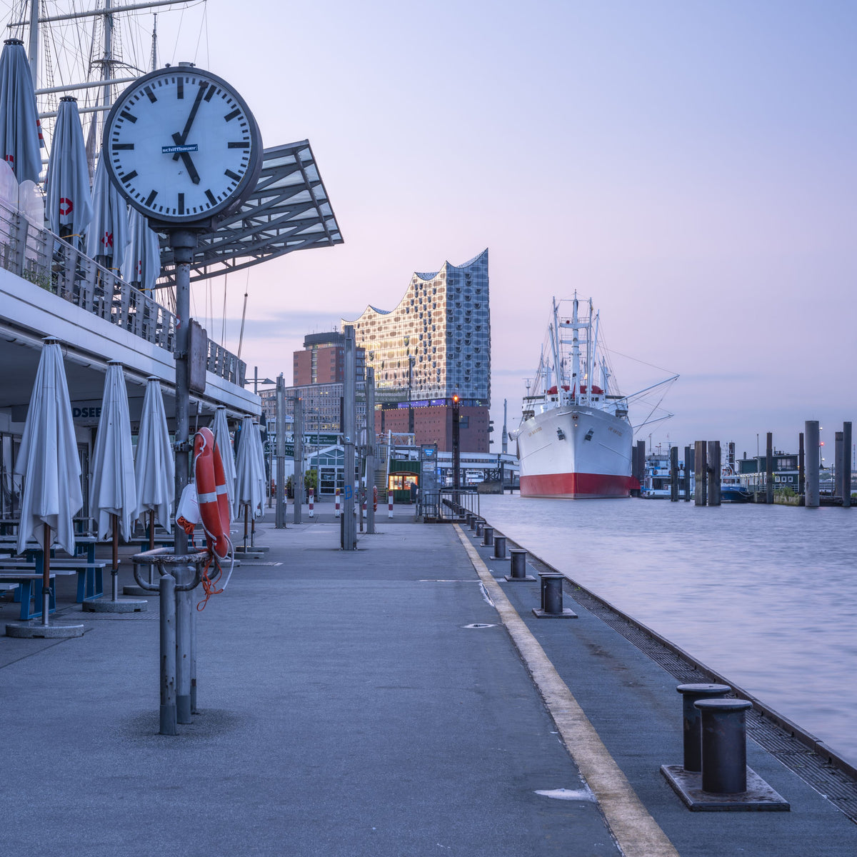Harbor Clock Mural Wallpaper - pure wallpaper artwork