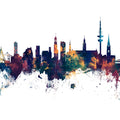 Hamburg Germany Skyline Blue & Bronze Mural Wallpaper - pure wallpaper artwork