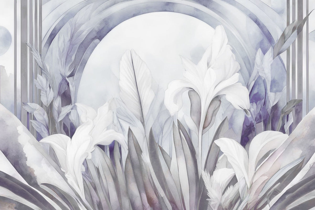 Irises At Sunrise Purple Mural Wallpaper - pure wallpaper artwork