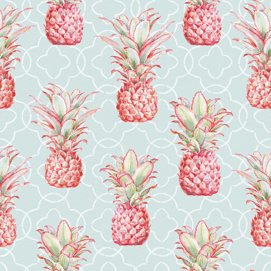 Pineapple Goals Blue Mural Wallpaper