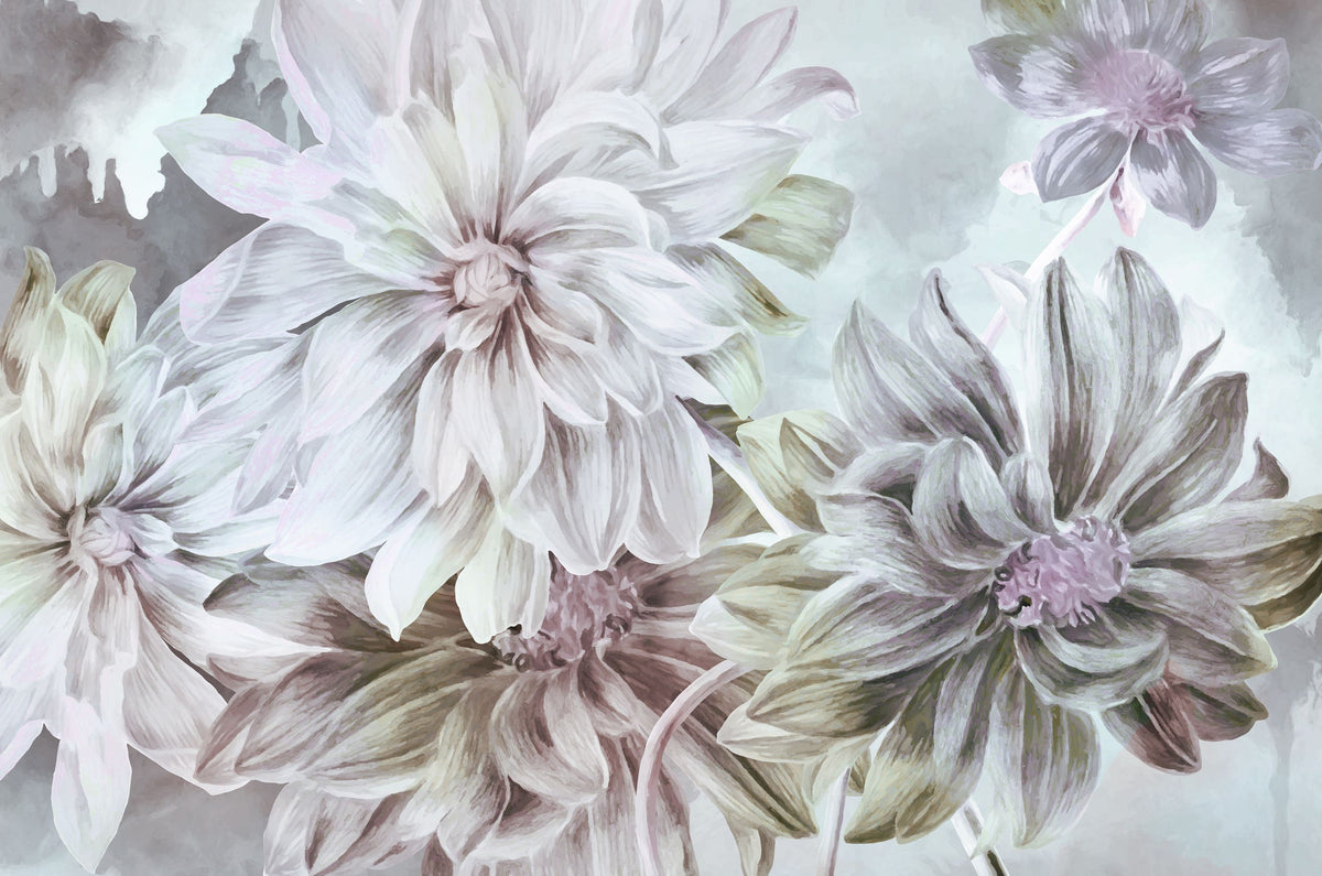 Focus on the Dahlia Mural Wallpaper - pure wallpaper artwork