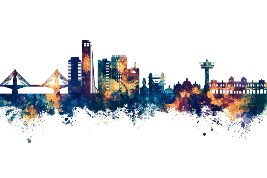Chattogram Bangladesh Skyline Blue & Bronze Mural Wallpaper