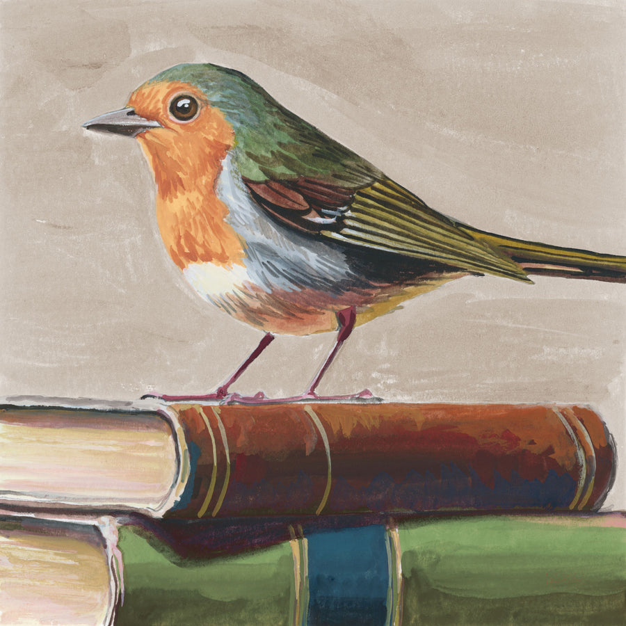 Academia Bird Study Neutral Mural Wallpaper