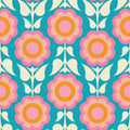 Retro Bold Blooms, Pastel Mural Wallpaper - pure wallpaper artwork