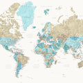 World Map Cities - Phillipa Mural Wallpaper - pure wallpaper artwork