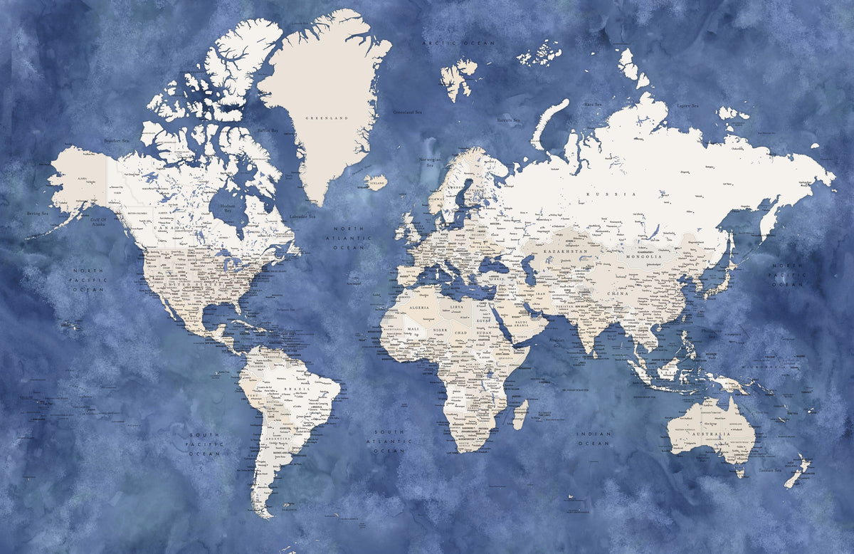 World Map Cities - Sabeen Mural Wallpaper - pure wallpaper artwork