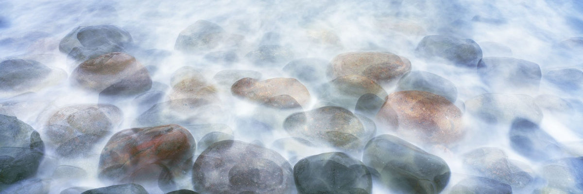 Misty River Stones Mural Wallpaper - pure wallpaper artwork