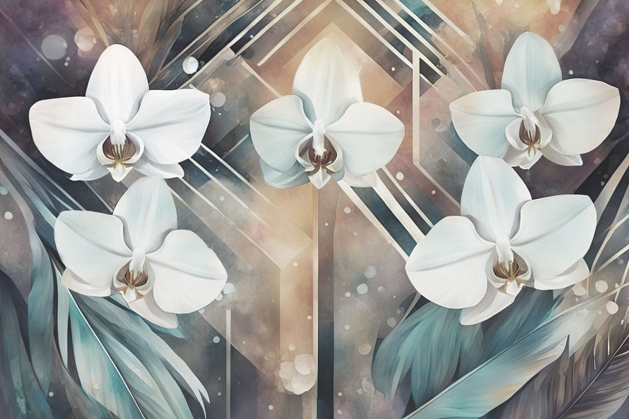 Geometry and Orchids Mural Wallpaper