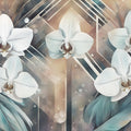 Geometry and Orchids Mural Wallpaper - pure wallpaper artwork