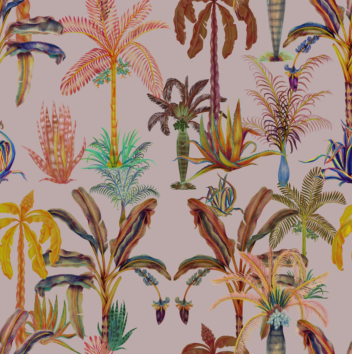 Statement Palms Petite, Light Pink Mural Wallpaper - pure wallpaper artwork