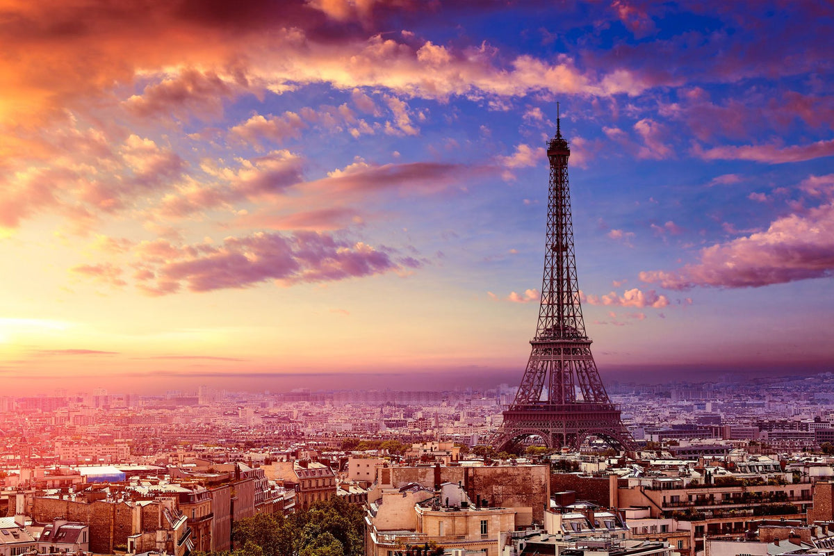 Eiffel Tower Pink Sky Mural Wallpaper - pure wallpaper artwork