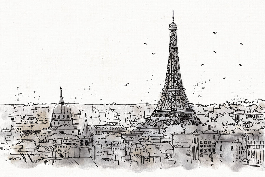 Skyline Sketches Paris Mural Wallpaper