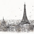 Skyline Sketches Paris Mural Wallpaper - pure wallpaper artwork