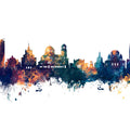 Sofia Bulgaria Skyline Blue & Bronze Mural Wallpaper - pure wallpaper artwork