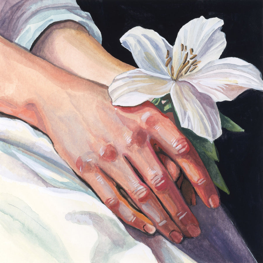 Peaceful Flower in Hand Mural Wallpaper