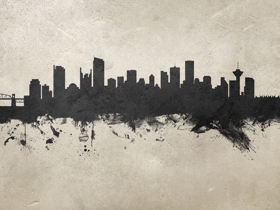 Vancouver Canada Skyline Concrete Mural Wallpaper