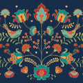 Folk Floral I Dark Mural Wallpaper - pure wallpaper artwork