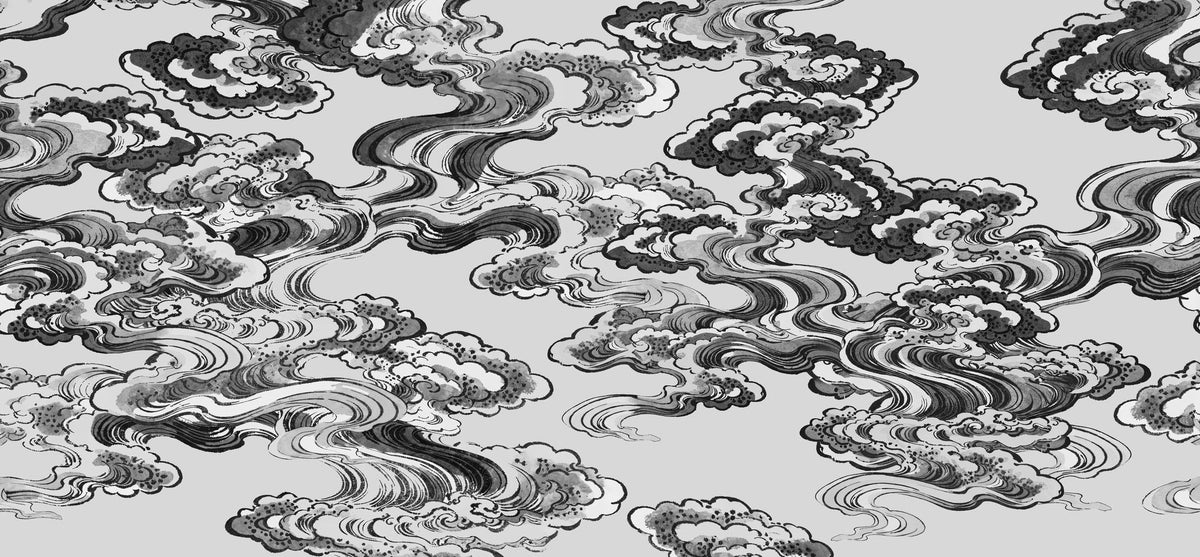 Ukiyo-e Clouds, Graphite Mural Wallpaper - pure wallpaper artwork