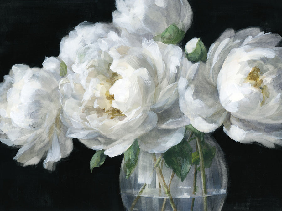 White Peonies in Glass Mural Wallpaper