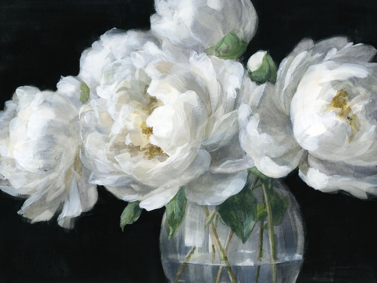 White Peonies in Glass Mural Wallpaper - pure wallpaper artwork