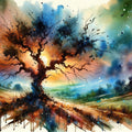 Lonely Tree Starry Night Mural Wallpaper - pure wallpaper artwork