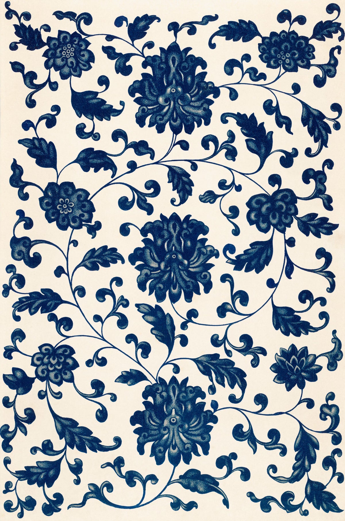 Chinese Ornament, Blue Flowers Mural Wallpaper - pure wallpaper artwork