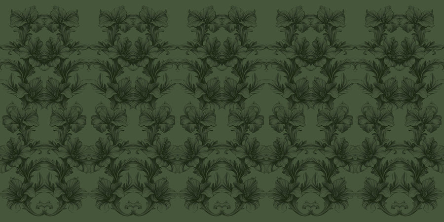 Flower Bridges Green Mural Wallpaper