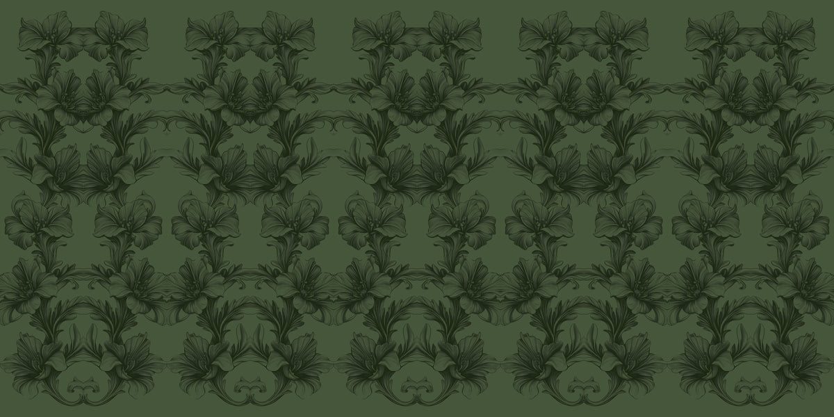 Flower Bridges Green Mural Wallpaper - pure wallpaper artwork