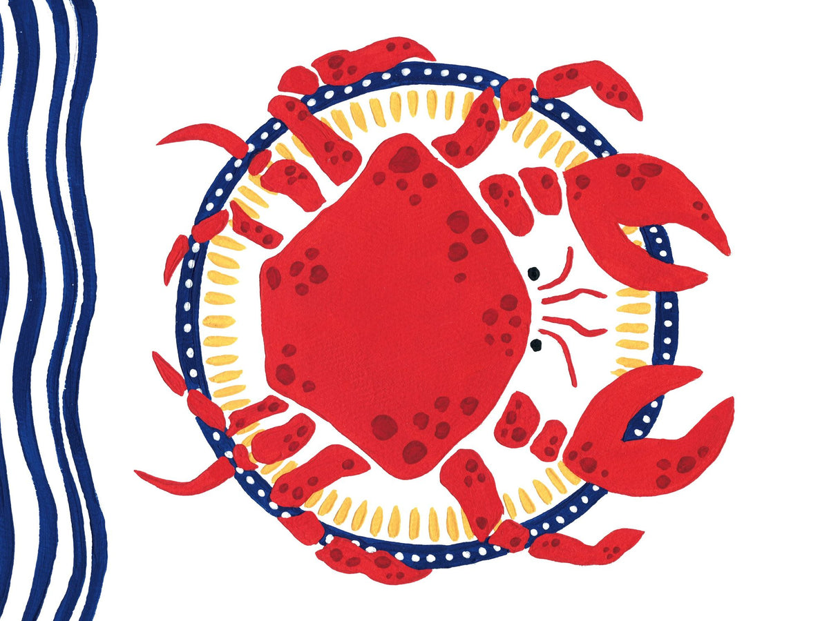 Kitschy Coastal Crab Mural Wallpaper - pure wallpaper artwork