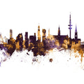 Hamburg Germany Skyline Purlpe & Gold Mural Wallpaper - pure wallpaper artwork