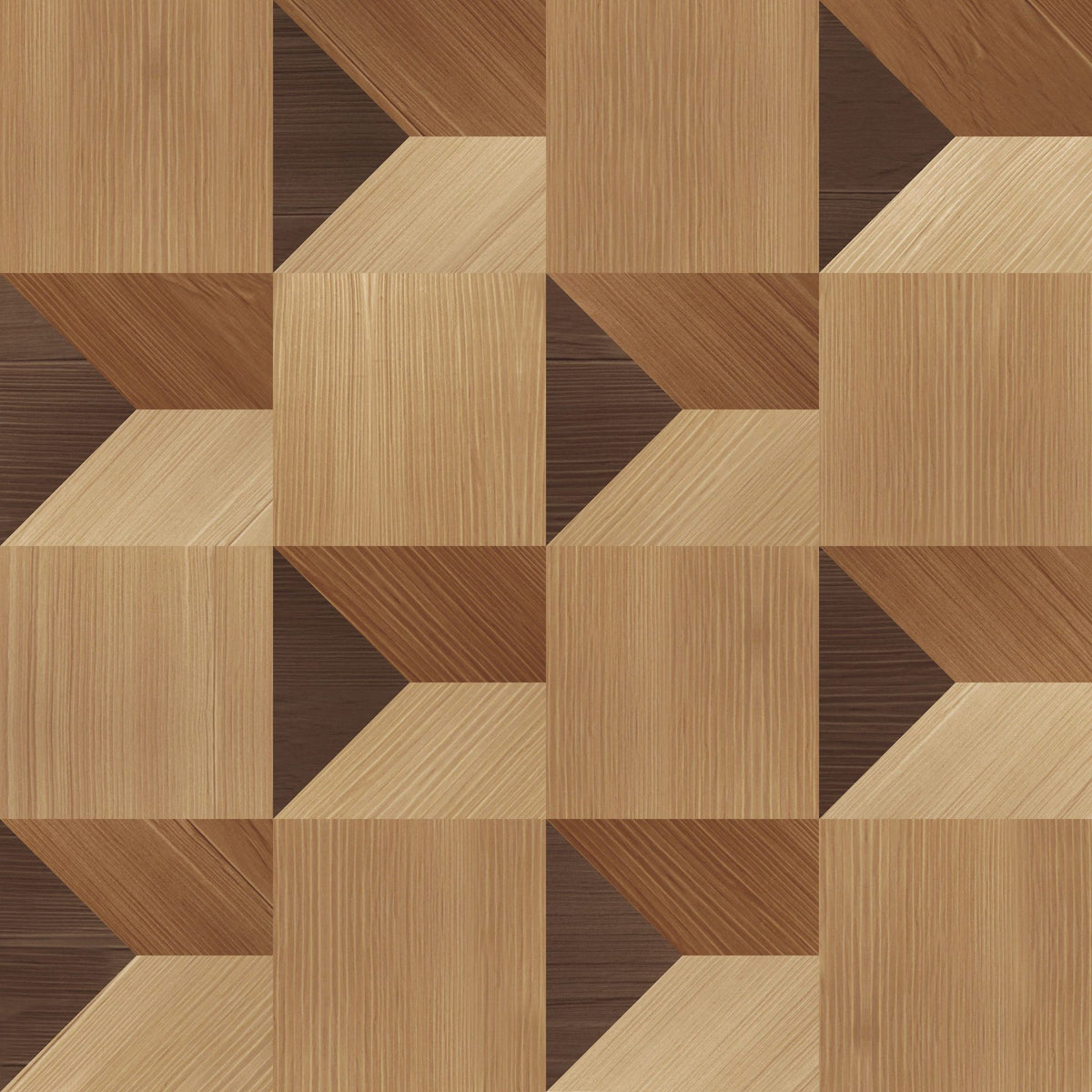 Illusion Box Marquetry, Oak Mural Wallpaper - pure wallpaper artwork