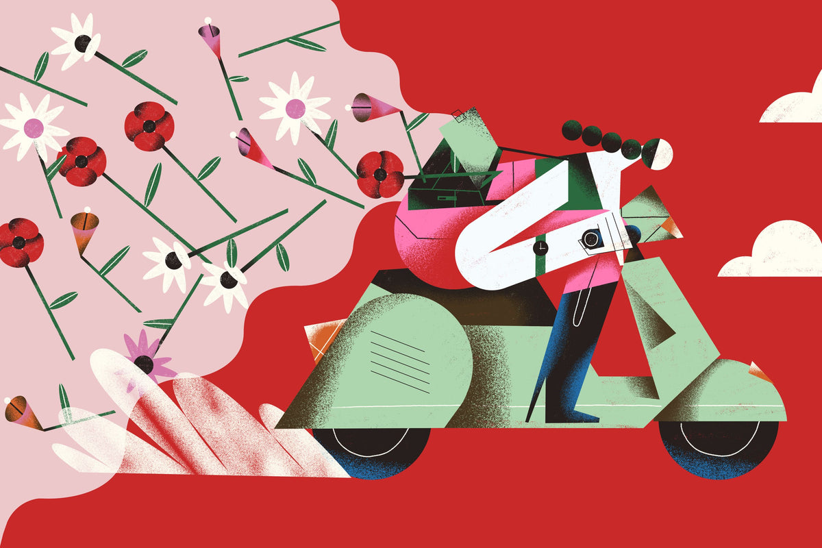 Motorcycle Blossom Mural Wallpaper - pure wallpaper artwork