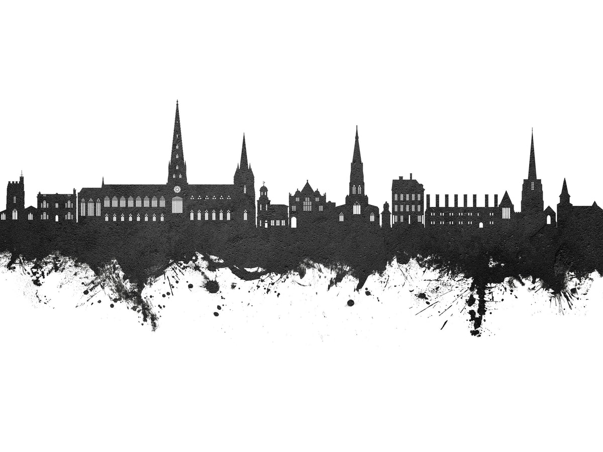 Lichfield England Skyline Black & White Mural Wallpaper - pure wallpaper artwork