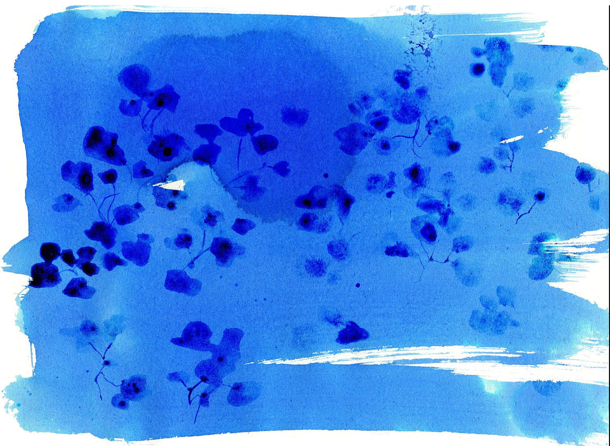 Singing Cloud, Indigo Mural Wallpaper - pure wallpaper artwork