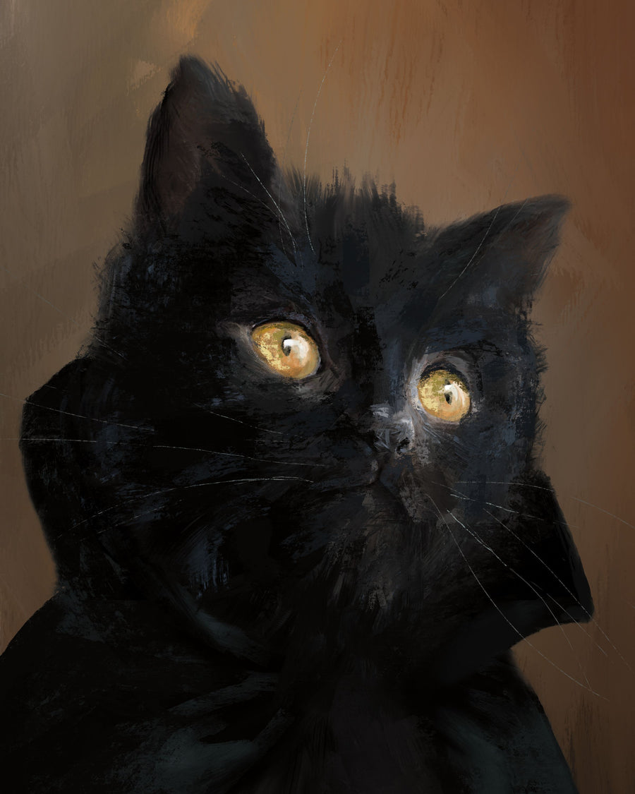 Black Cat Portrait Mural Wallpaper