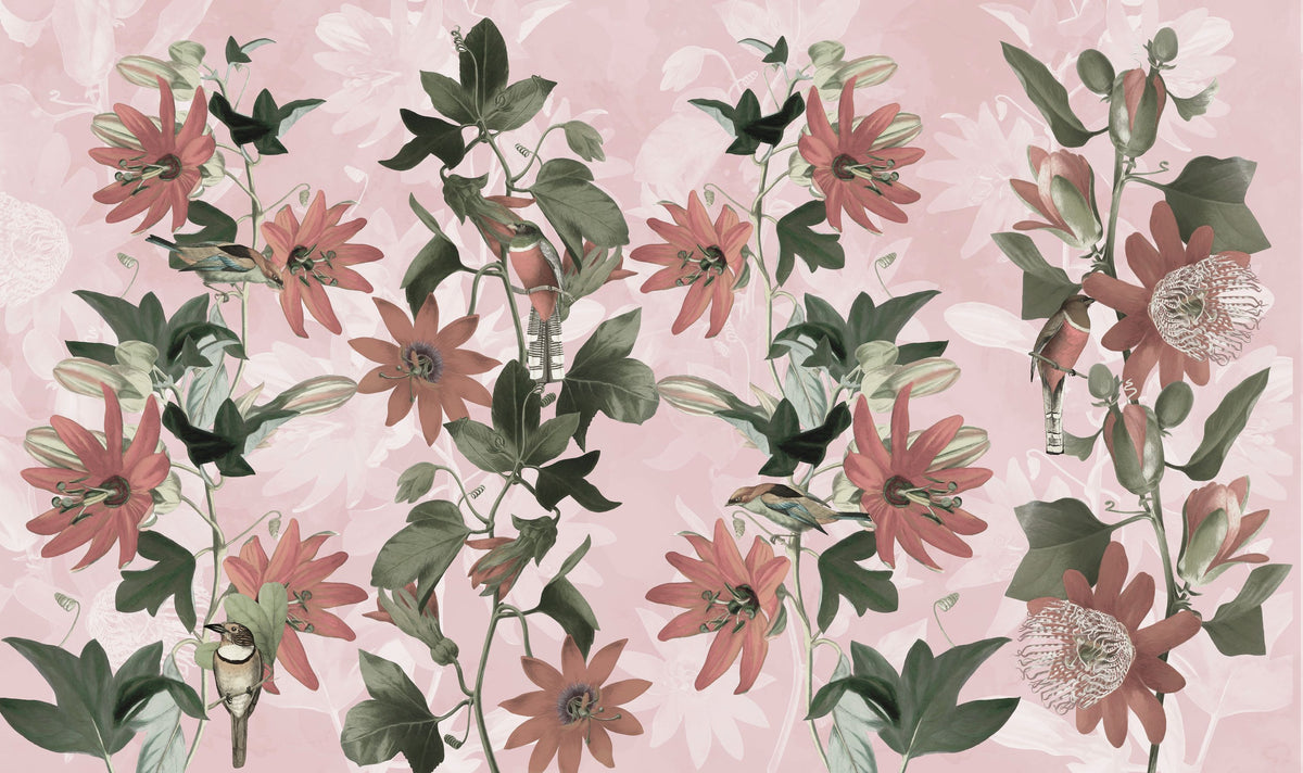 Contemporary Clematis Mural Wallpaper - pure wallpaper artwork