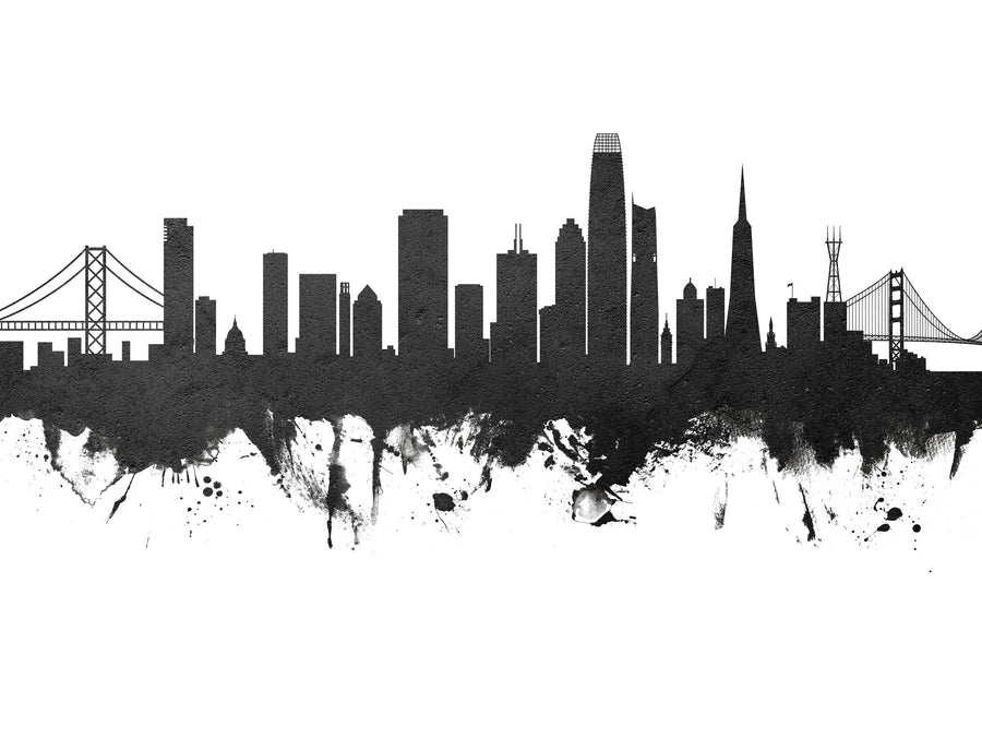 San Francisco Skyline Black & White Mural Wallpaper