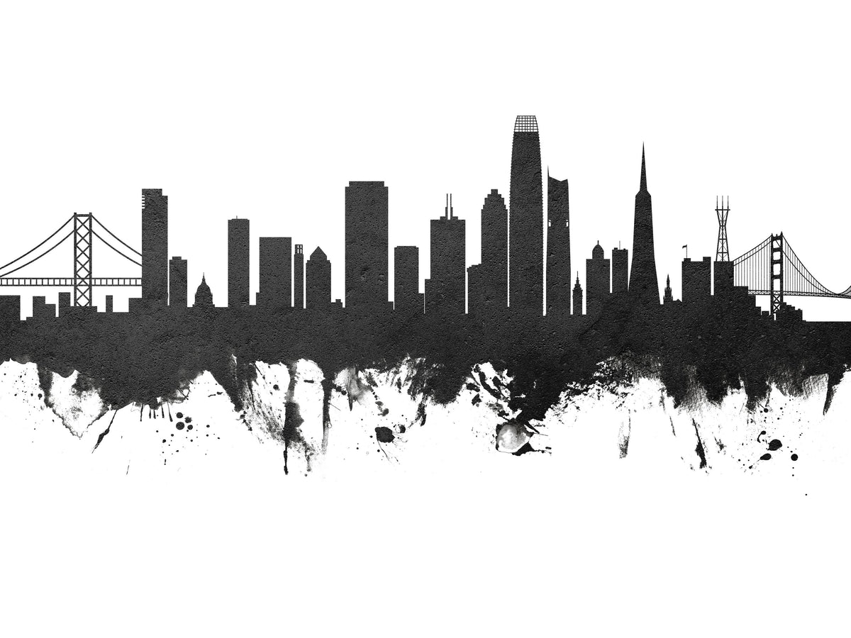 San Francisco Skyline Black & White Mural Wallpaper - pure wallpaper artwork