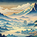 Ukiyo-e Mountains Mural Wallpaper - pure wallpaper artwork