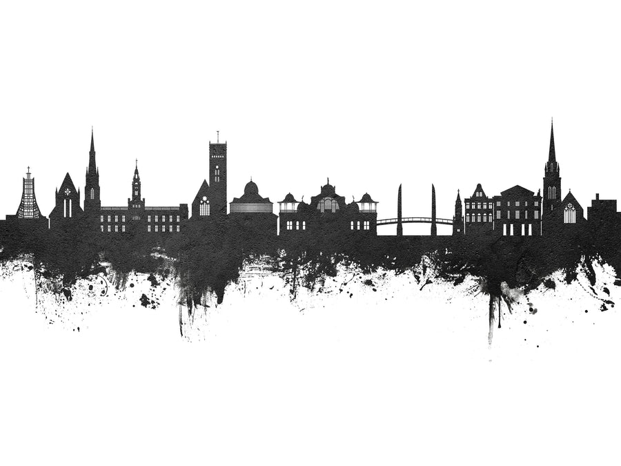 Torquay England Skyline Black & White Mural Wallpaper
